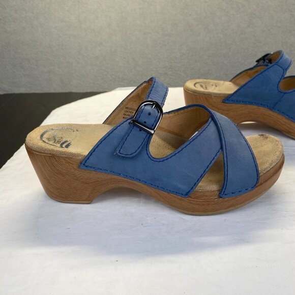 Dansko Women's Susie Platform Cork Wedge Sandal,Buckle, Blue Size 36,Clog - Picture 15 of 16